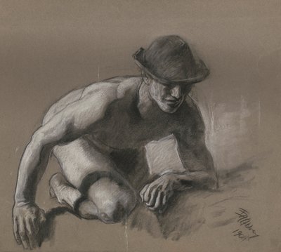 Estudo para figura de mineiro em de Edwin Austin Abbey