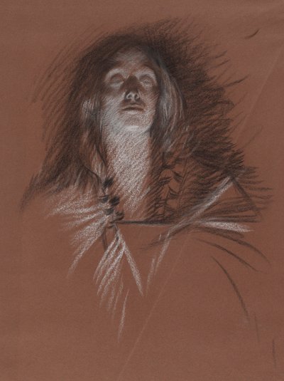 Estudo para a cabeça de uma mulher celta, de The Play Scene, Hamlet, acto 3, cena 2 de Edwin Austin Abbey