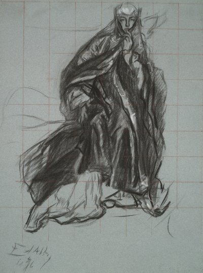 Estudo para a Rainha, de The Play Scene, Hamlet, ato 3, cena 2 de Edwin Austin Abbey