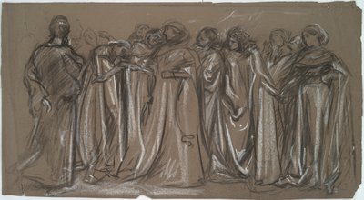 Estudo para as virtudes cativas, estudo de figuras para de Edwin Austin Abbey