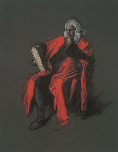 Estudo para a figura do Chefe de Justiça Thomas McKean, em de Edwin Austin Abbey