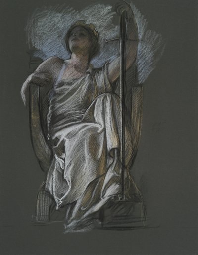 Estudo para a figura de The Genius of Pennsylvania em de Edwin Austin Abbey