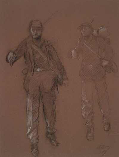 Estudo para as figuras de dois soldados da Guerra Civil, em de Edwin Austin Abbey