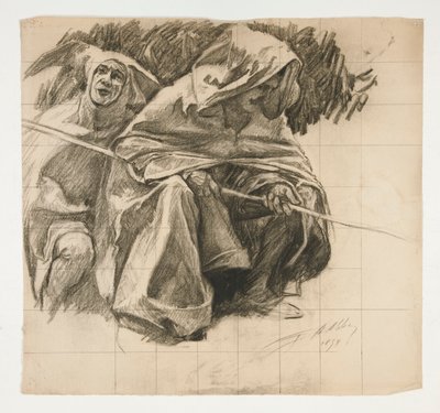 Estudo de The Fisher King, de The Quest of the Holy Grail (uma série de quinze quadros para a Biblioteca Pública de Boston, concluída em 1901) de Edwin Austin Abbey
