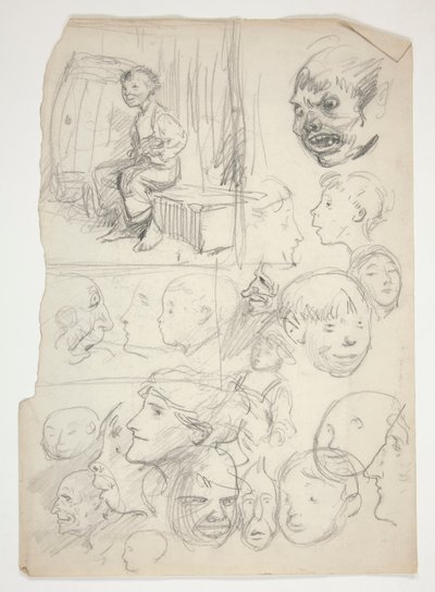 Estudo de um rapaz, estudo de rostos de Edwin Austin Abbey