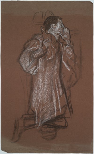 Estudo de um homem ajoelhado, possivelmente para O Mundo Sem de Edwin Austin Abbey