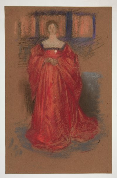 Estudo de uma mulher em trajes renascentistas - (ilustração não identificada para uma peça de Shakespeare?) de Edwin Austin Abbey