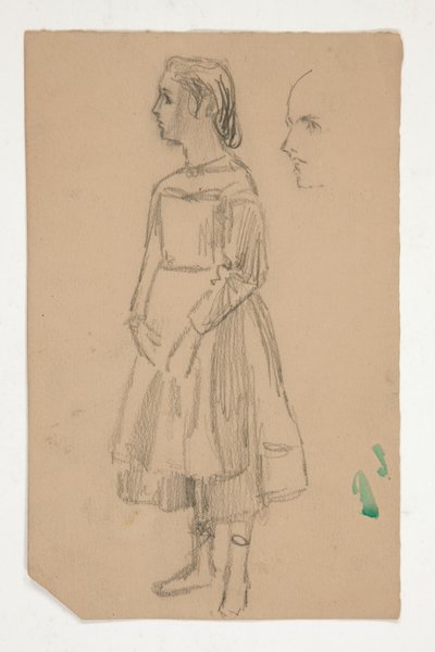 Estudo de uma jovem rapariga em pinafore de Edwin Austin Abbey