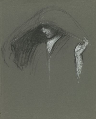 Estudo da cabeça drapeada de de Edwin Austin Abbey