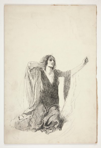 Estudo da mulher ajoelhada, provavelmente um estudo para Julieta na cena do túmulo, de Edwin Austin Abbey