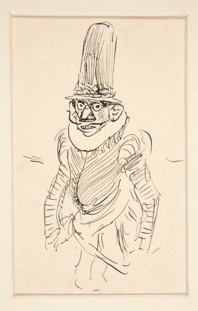 Estudo do homem em traje do século XV, possivelmente uma caricatura do período de de Edwin Austin Abbey
