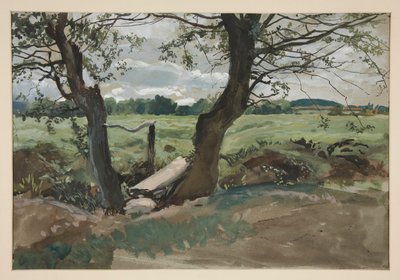 Estudo de duas árvores e um campo de Edwin Austin Abbey