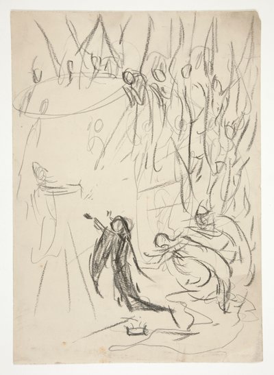 The Achievement of the Grail, estudo para The Quest of the Holy Grail (série de quinze pinturas para a Biblioteca Pública de Boston, concluída em 1901) de Edwin Austin Abbey