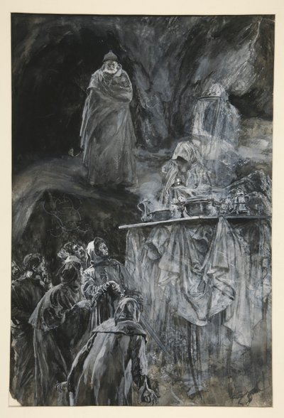 O Banquete, ilustração para Ato III, Cena iii, A Tempestade de Edwin Austin Abbey