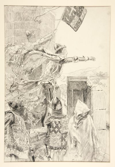 O Rei na muralha do Castelo de Flint; de Edwin Austin Abbey