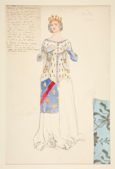A Rainha, esboço do traje para o Rei Ricardo II de Edwin Austin Abbey