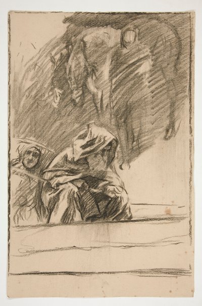 Três figuras e cavalos: estudo para de Edwin Austin Abbey