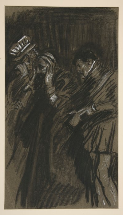 Três homens, estudo para domar a Musa (?) de Edwin Austin Abbey