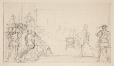 Julgamento da Rainha Catarina, estudo de Edwin Austin Abbey