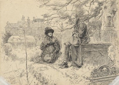 Duas figuras em um cemitério de Edwin Austin Abbey