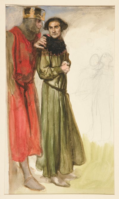 Cena não identificada de Shakespeare (dois homens) de Edwin Austin Abbey