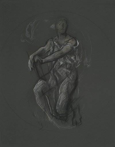 Estudo de figura não identificada para projeto mural no edifício do Capitólio do estado da Pensilvânia, Harrisburg, 1902-1911 de Edwin Austin Abbey