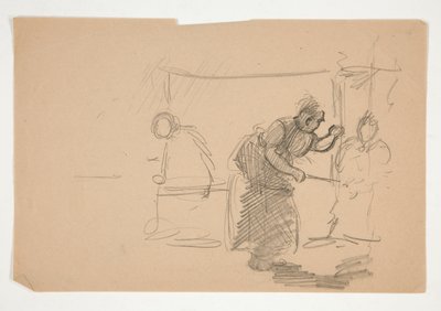 Ilustração não identificada - Estudo da cozinha com figura de Edwin Austin Abbey