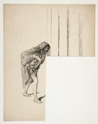 Homem andante de capa, esboço para uma peça de Shakespeare não identificada de Edwin Austin Abbey