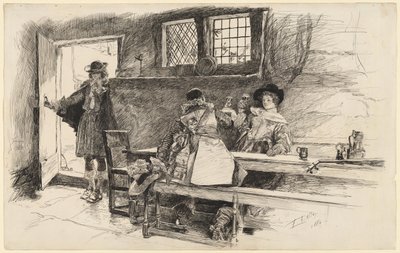 «Will levou-a ao vinho», ilustração para «Phillada Flouts Me» de Edwin Austin Abbey