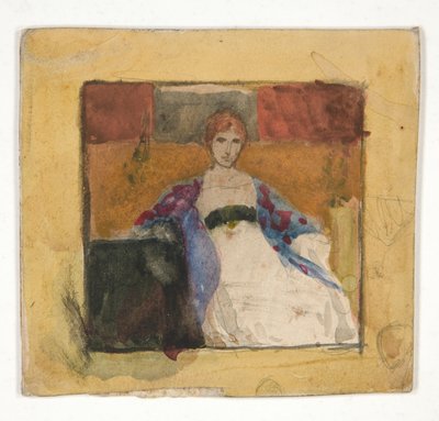 Mulher sentada - ilustração não identificada de Edwin Austin Abbey