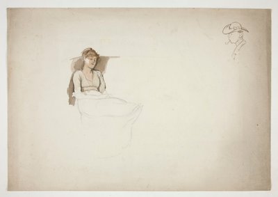 Mulher sentada na cadeira, a dormir de Edwin Austin Abbey