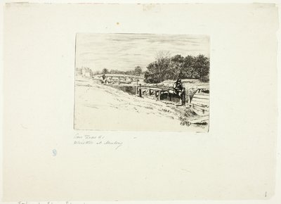 Whistler Sketching em Moulsey Lock de Edwin Edwards