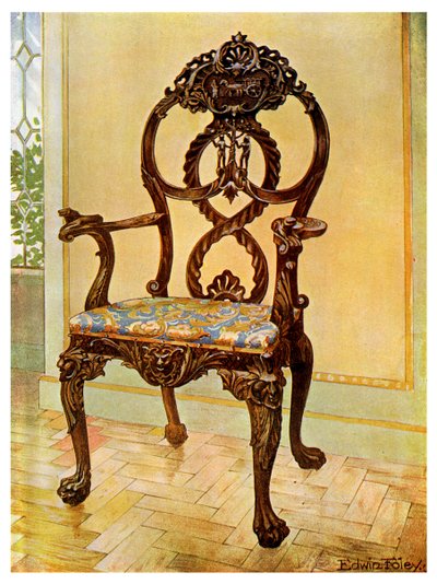 Cadeira cinzelada cedo dos chairmans de Chippendale, 1911-1912. de Edwin Foley