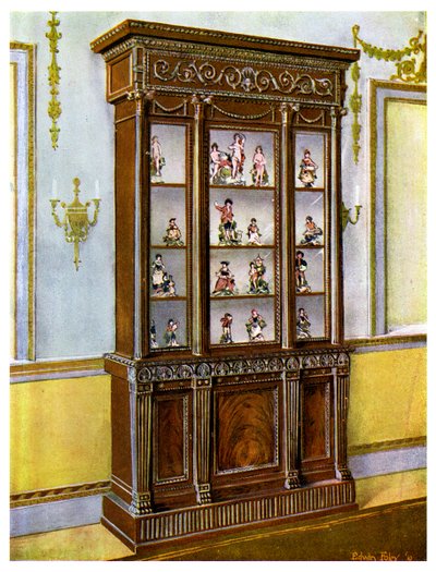 Caso de mogno esculpido em porcelana influenciado pelos Adam Brothers, 1911-1912. de Edwin Foley