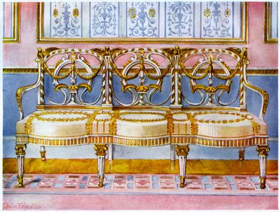 Dourado branco e canapé pintado, influência Pergolesi 1911-1912. de Edwin Foley