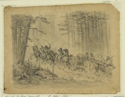 Uma marcha tempestuosa--(Artilharia)--Spotsylvania Court House Abstract/medium de Edwin Forbes