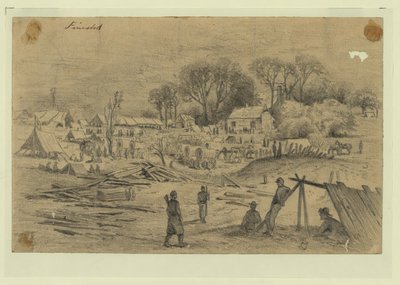 Hospital de campanha do 5º Corpo de exército (Genl. Warren) em Spotsylvania Court House, Virgínia. de Edwin Forbes