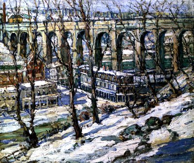 Ponte alta no rio Harlem, EUA, c.1907 de Edwin H. Gunn