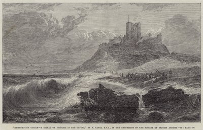 Castelo Bamborough, um sinal de aflição no offing de Edwin Hayes