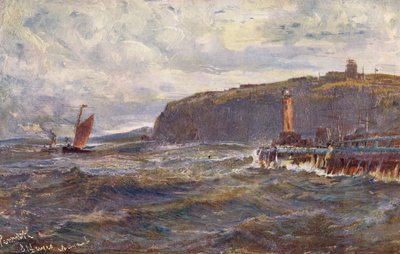 Penarth, entrada do porto de Cardiff (litografia a cores) de Edwin Hayes
