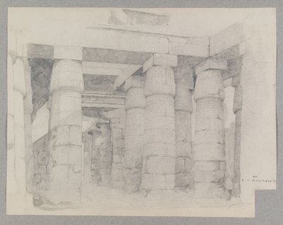 Templo de Khonsu em Karnak, 1887 (grafite em papel texturizado) de Edwin Howland Blashfield