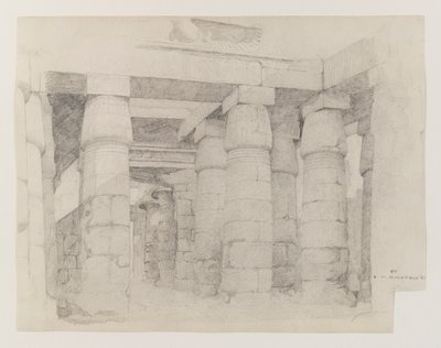 Templo de Khonsu em Karnak, 1887 (grafite em papel tufado) de Edwin Howland Blashfield