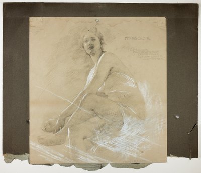 Terpsichore (reto), e Dancing Female Figure (verso), Mural Studies for Drawing Room Ceiling, Residence of Collis P. Huntington, agora Yale University Art Gallery de Edwin Howland Blashfield