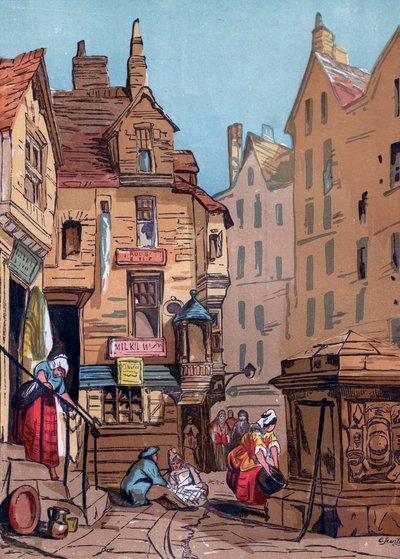 A casa de John Knox, Edimburgo, século XIX. de Edwin Jewitt