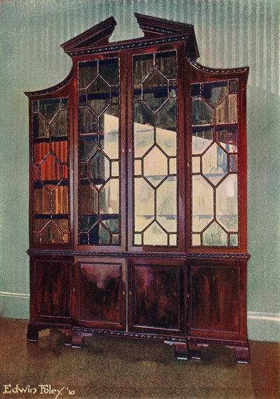 Estante esculpida da biblioteca Chippendale de Edwin John Foley