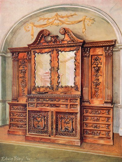 Estante esculpida em mogno - Estilo Chippendale - Influência francesa de Edwin John Foley