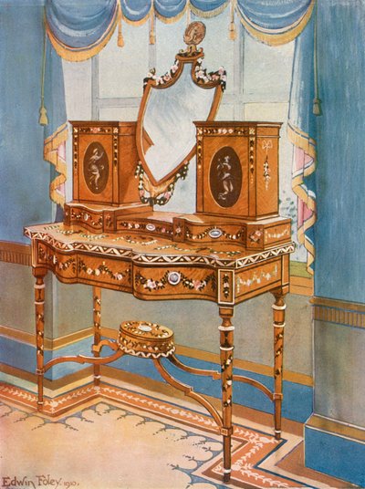 Penteadeira Satinwood com Medalhões de Edwin John Foley