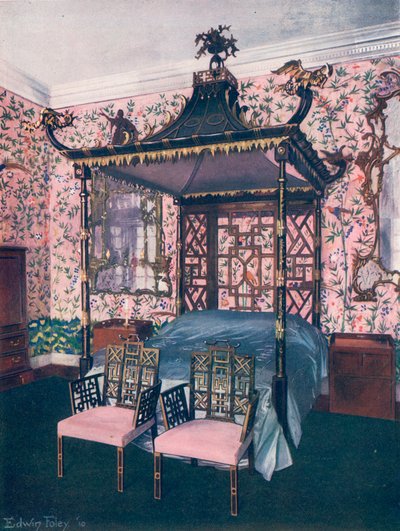 O quarto chinês Chippendale na Badminton House de Edwin John Foley