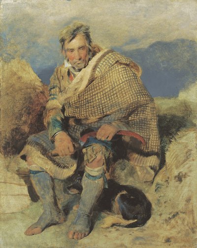 Um pastor das terras altas - um esboço, c. início da década de 1820 (óleo a bordo) de Edwin Landseer