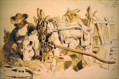 Um pónei e uma carroça em Genebra de Edwin Landseer